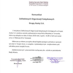 Komunikat ZOZ