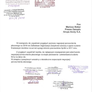 Pismo ZOZ w sprawie negocjacji płacowych na 2017 rok. Pismo ZOZ w sprawie negocjacji płacowych na 2017 rok.