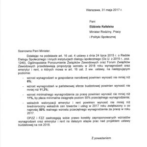 Stanowisko Central Związkowych w sprawie wzrostu wynagrodzeń oraz rent i emerytur w 2018 roku.