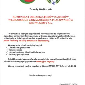 ZAWODY WĘDKARSKIE -PIKNIK RODZINNY