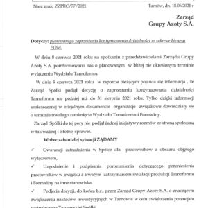 PISMO DO ZARZĄDU GRUPY AZOTY S.A. PISMO DO ZARZĄDU GRUPY AZOTY S.A.