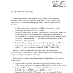 WIDMO STRAJKU W SPÓŁCE ELZAT OBSŁUGUJĄCEJ GRUPĘ AZOTY S.A. WIDMO STRAJKU W SPÓŁCE ELZAT OBSŁUGUJĄCEJ GRUPĘ AZOTY S.A.