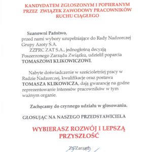WYBORY DO RADY NADZORCZEJ GRUPY AZOTY S.A. WYBORY DO RADY NADZORCZEJ GRUPY AZOTY S.A.