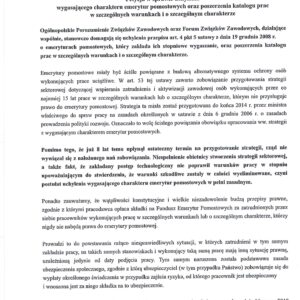 PETYCJA W SPRAWIE EMERYTUR POMOSTOWYCH