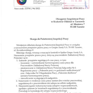 CZY W GRUPIE AZOTY S.A. ŁAMANE JEST PRAWO PRACY? – CZEKAMY NA WYNIK KONTROLI PAŃSTWOWEJ INSPEKCJI PRACY