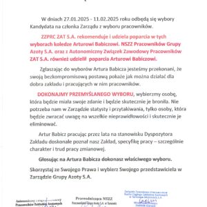 WYBORY CZŁONKA ZARZĄDU GRUPY AZOTY S.A. WYBORY CZŁONKA ZARZĄDU GRUPY AZOTY S.A.