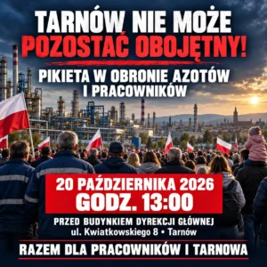 TARNÓW NIE MOŻE POZOSTAĆ OBOJĘTNY! BROŃMY AZOTÓW, PRACOWNIKÓW I PRZYSZŁOŚCI NASZEGO MIASTA!